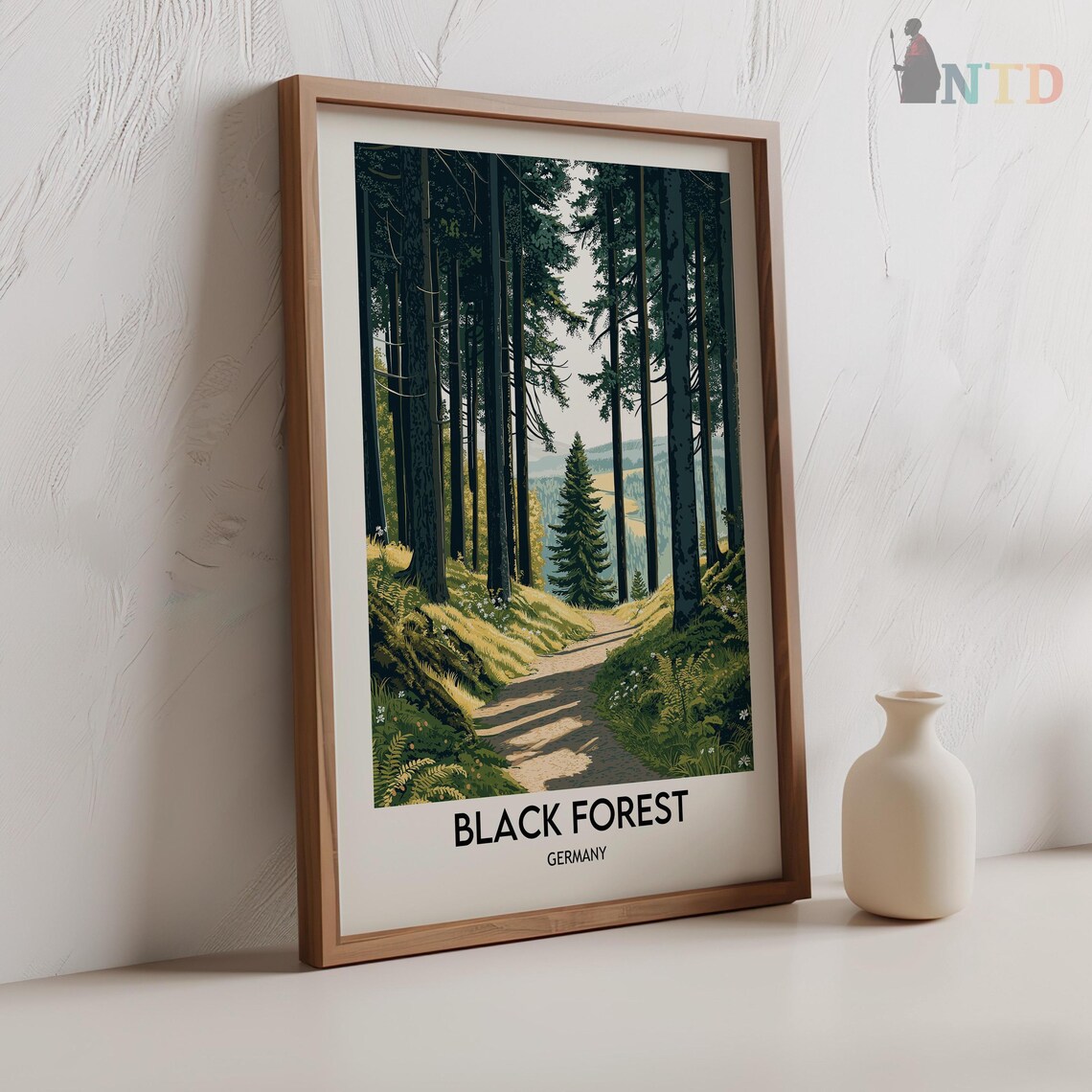 Black Forest Germany Pine Forest Trail Vintage Travel Poster - Image 2