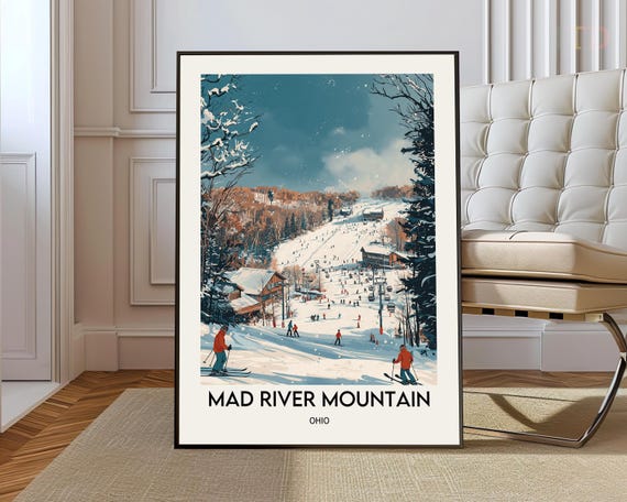 Mad River Mountain Ski Resort Poster Wall Art Print Ohio
