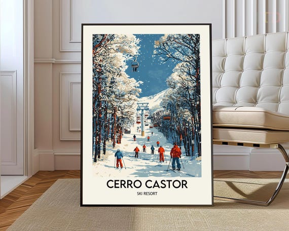 Cerro Castor Ski Resort Poster Wall Art Print Argentina