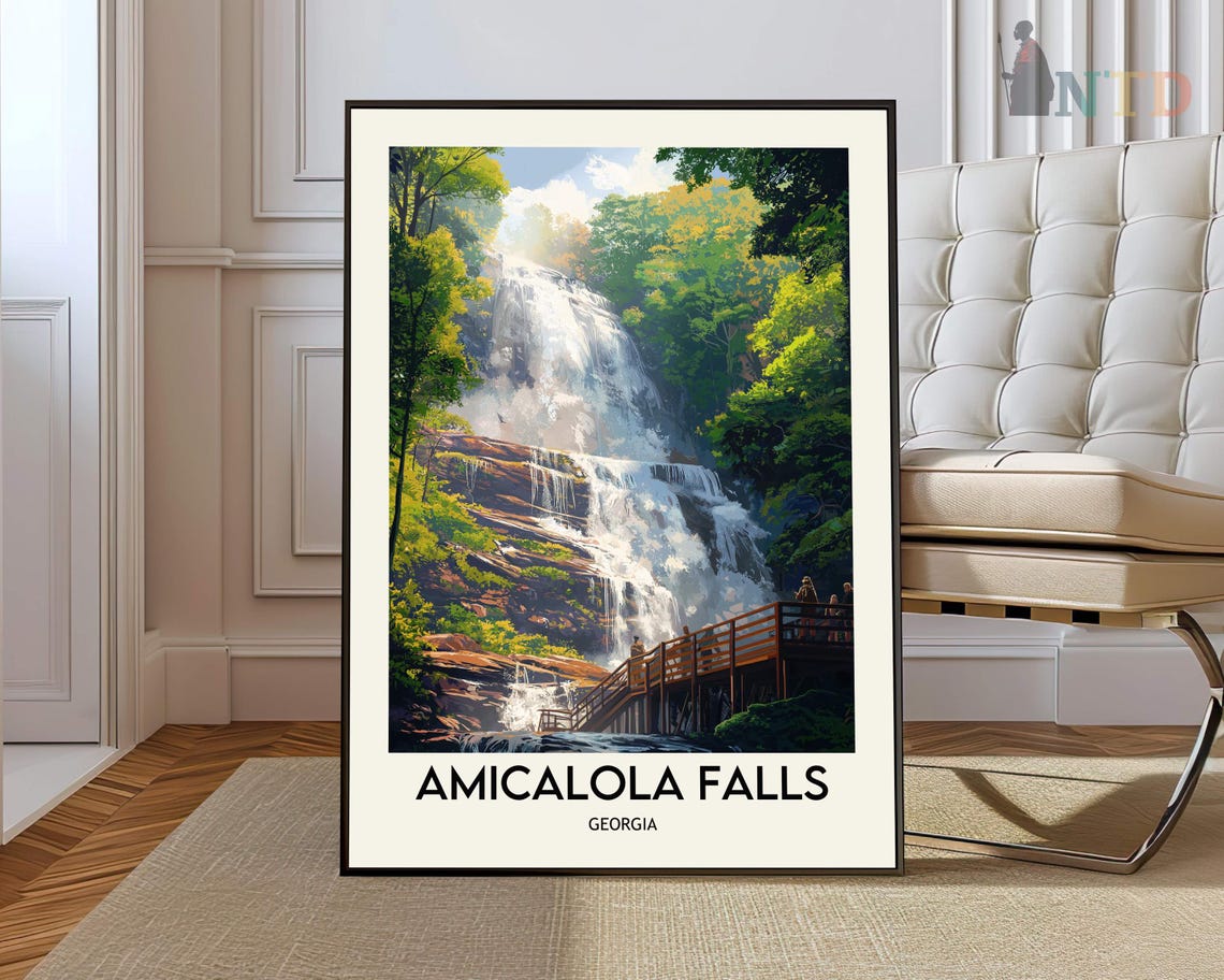Amicalola Falls Georgia Sunlit Falls Observation Deck Poster