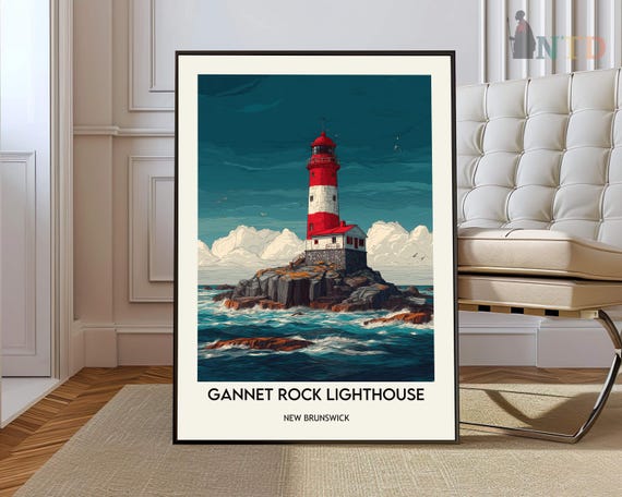 Gannet Rock Lighthouse Poster Wall Art Print Bay Of Fundy