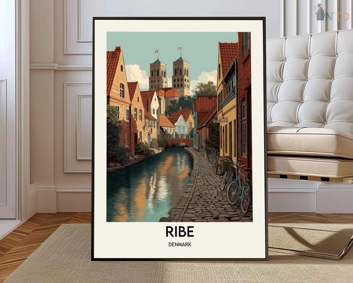 Ribe Poster Wall Art Print Photo Travel City Map Denmark