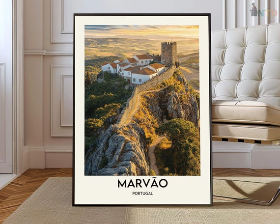 Marvao Poster Marvo Wall Art Print Photo Travel City Portugal Map