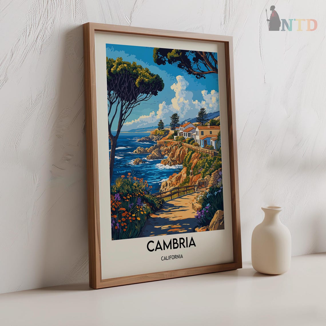 Cambria California Towering Cypress Tree And Rocky Cove View Poster - Image 2