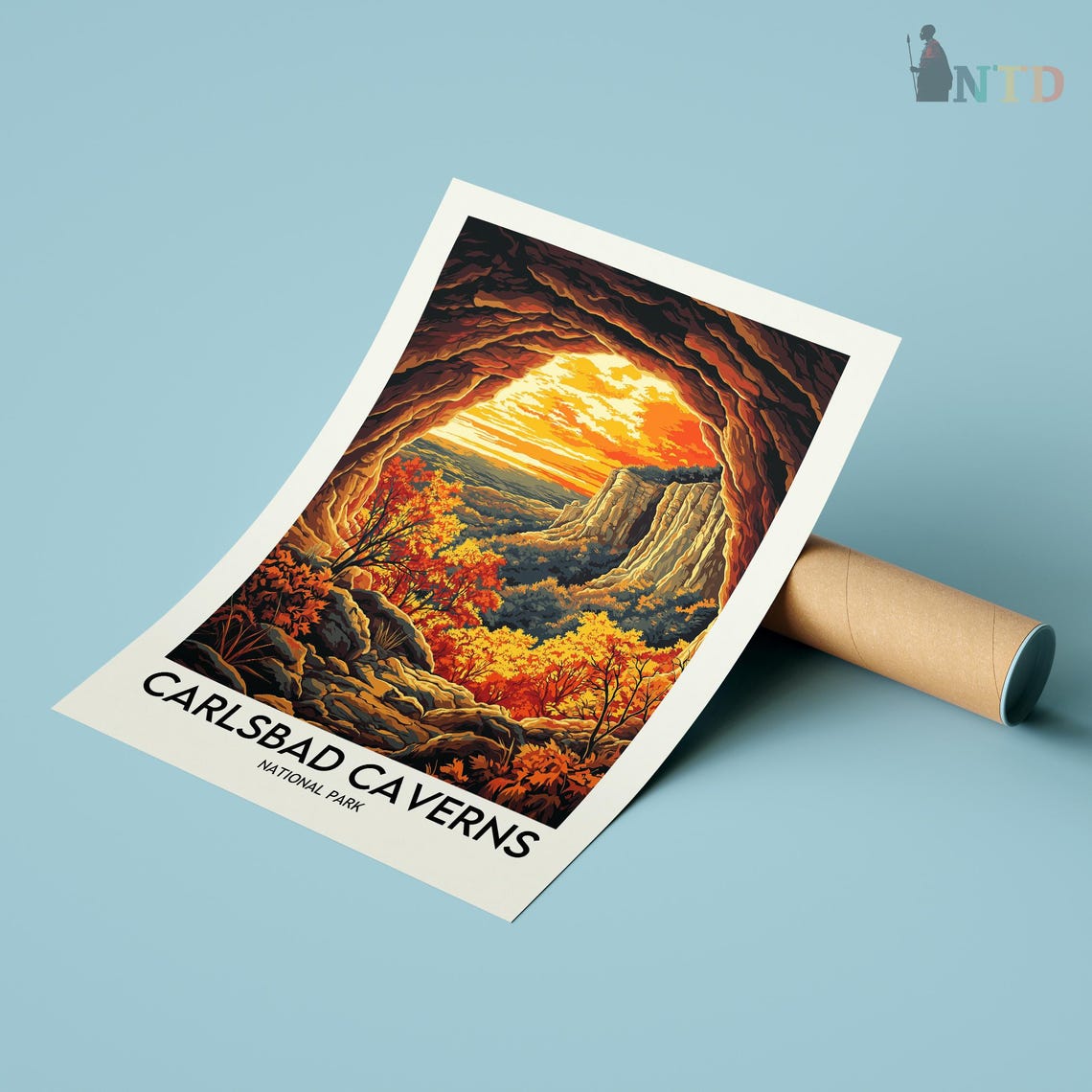 Carlsbad Caverns National Park Cave Mouth Sunset Travel Poster - Image 2
