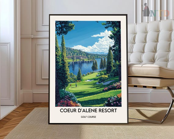 Coeur Dalene Resort Golf Club Poster Wall Art Print Idaho