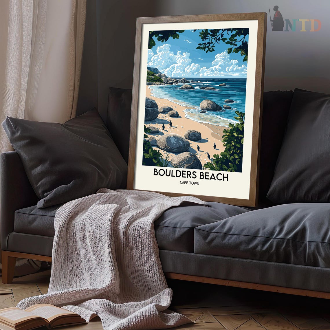 Boulders Beach Penguins on Sandy Shore Vintage Travel Poster - Image 3