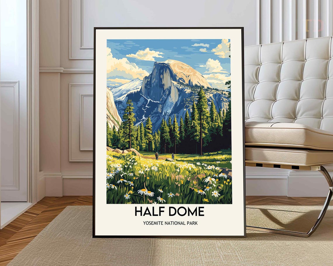 Half Dome Yosemite National Park Wildflower Meadow In Summer Poster