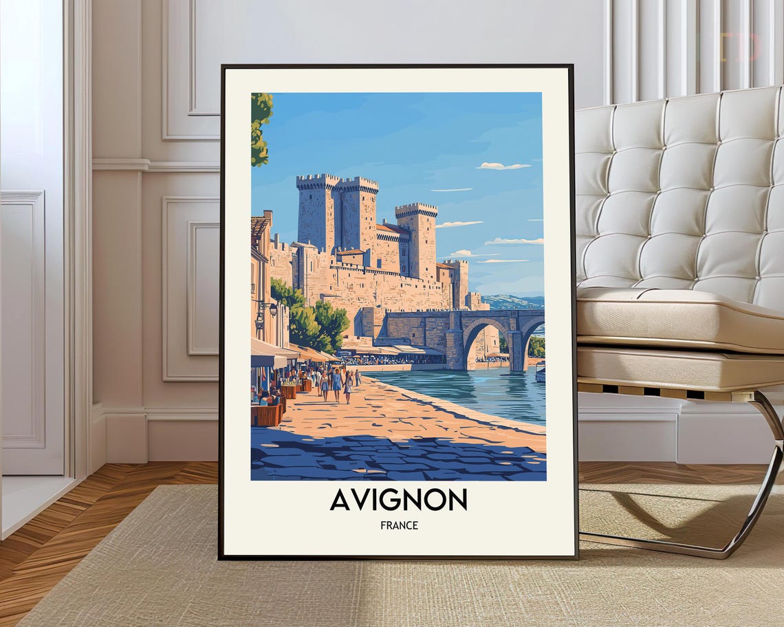 Avignon France Papal Palace and Historic Rhône Bridge Poster