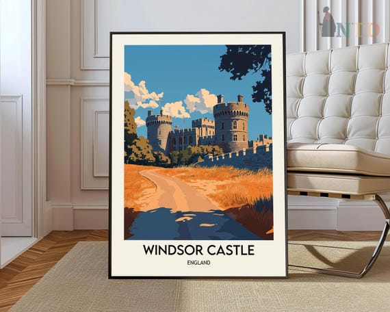 Windsor Castle Print Windsor Castle City Poster Uk Wall Art England Wall Art Decor England Travel Poster Uk Travel Poster