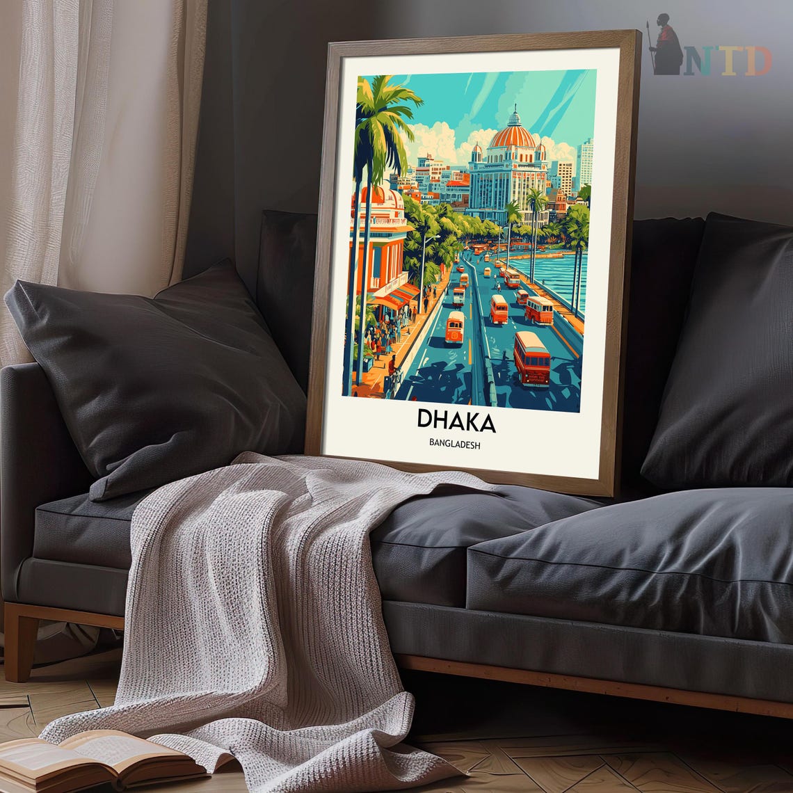 Dhaka Bangladesh Busy Street Buses Historic Domed Building Poster - Image 3
