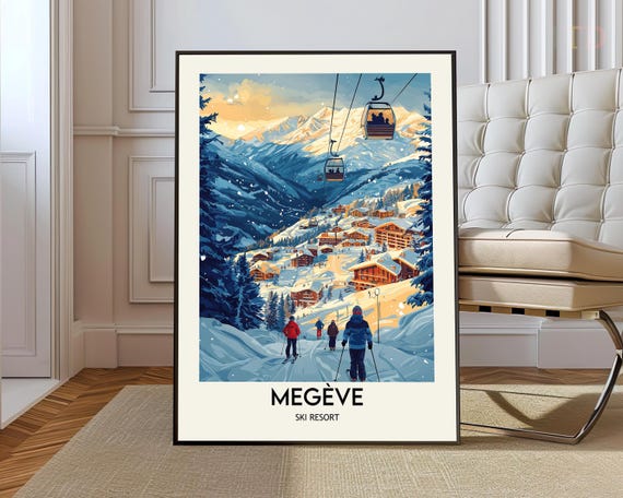 Megve Ski Resort Poster Wall Art Print Photo France