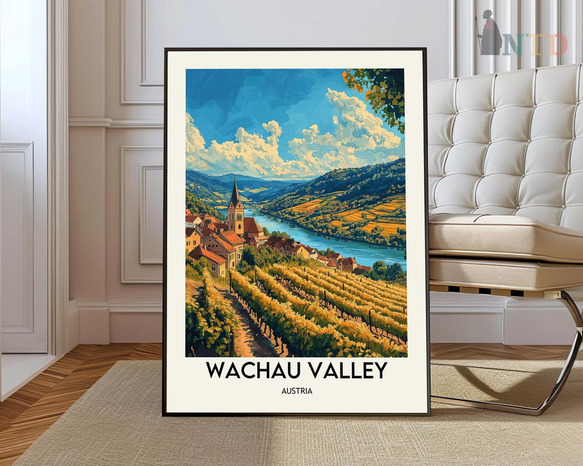 Wachau Valley Austria Vineyards Danube River Vintage Travel Poster