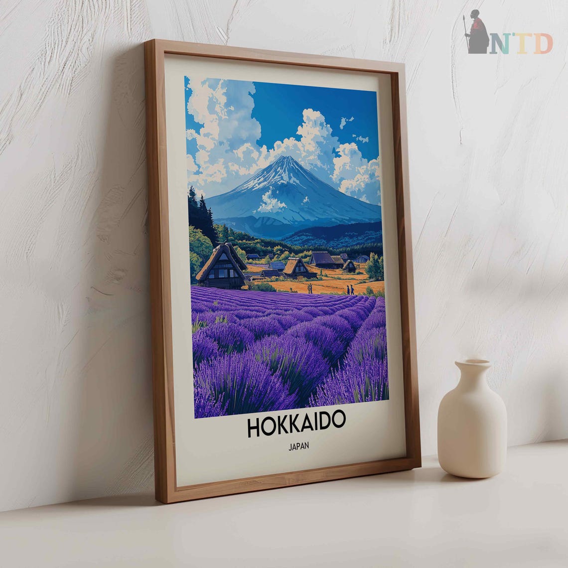 Hokkaido Japan Lavender Fields Snow Capped Volcano View Poster - Image 2