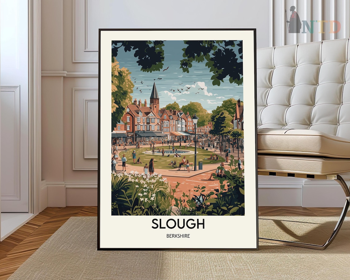 Slough Berkshire Historic Market Street England Travel Poster