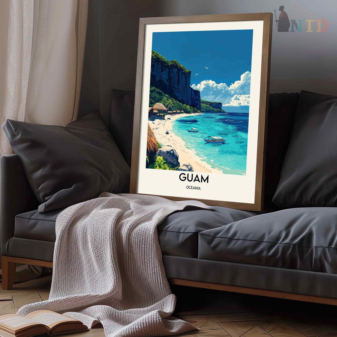 Guam Oceania Dramatic Sea Cliff Over Turquoise Lagoon Waters Poster - Image 2