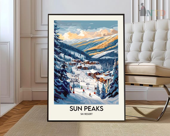 Sun Peaks Ski Resort Poster Wall Art Print Photo Canada