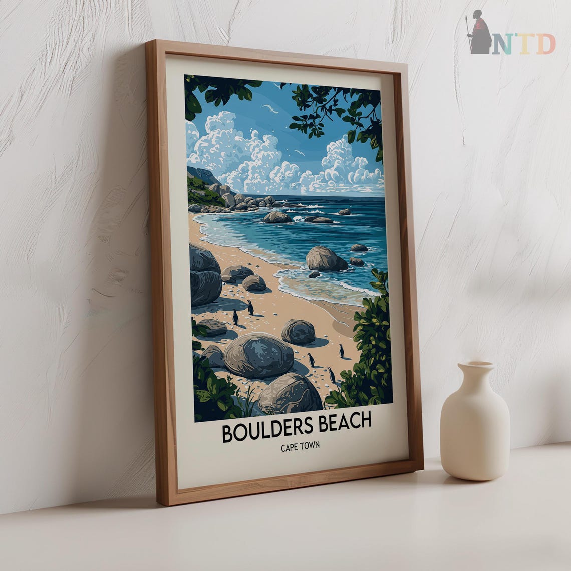 Boulders Beach Penguins on Sandy Shore Vintage Travel Poster - Image 2