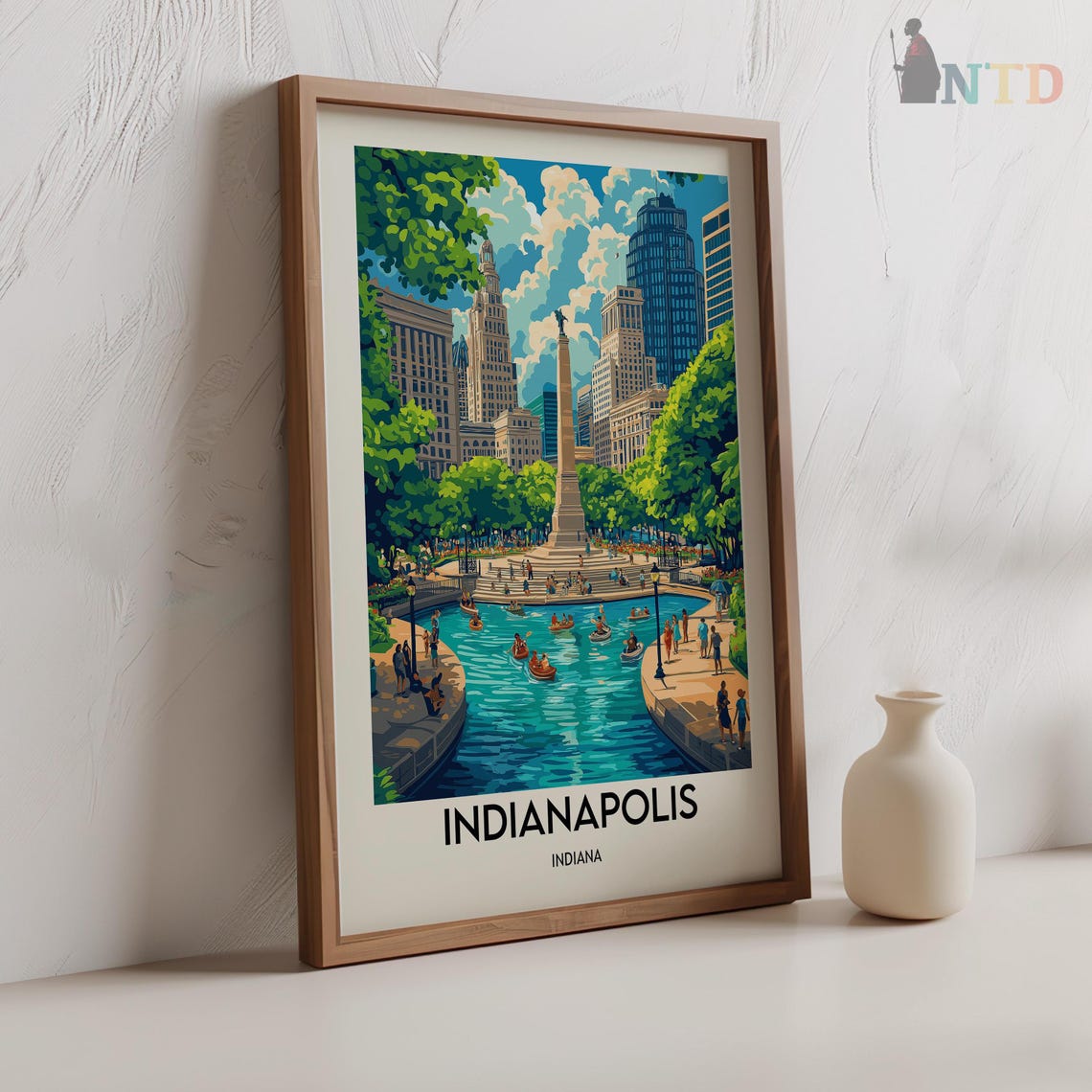 Indianapolis Indiana Downtown Canal Walk Monument Park Poster - Image 2
