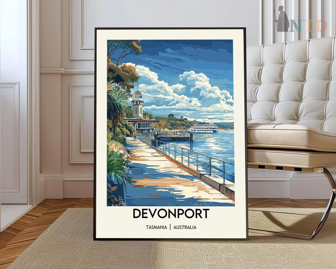 Devonport Tasmania Australia Poster Lighthouse Waterfront Scene