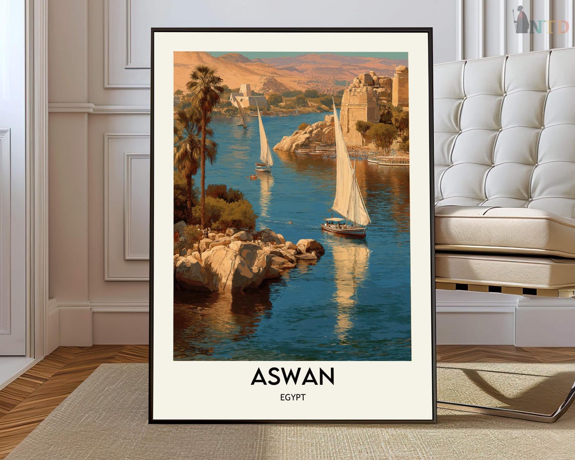 Aswan Egypt Colorful Geometric City Map Modern Abstract Travel Print