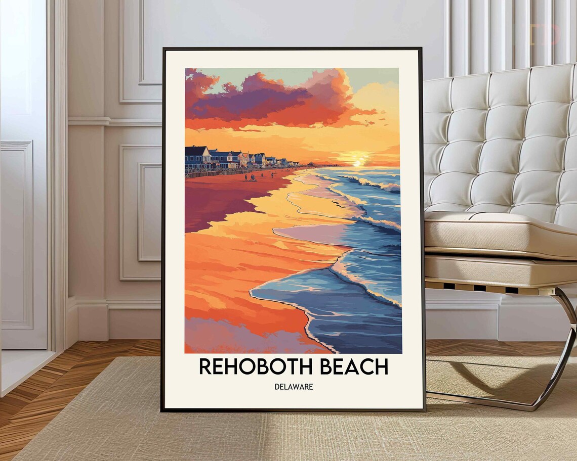 Rehoboth Beach Travel Poster, Delaware Wall Art Print