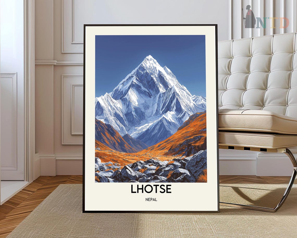 Dramatic Lhotse Nepal Himalayan Snow Capped Mountain Peak Poster