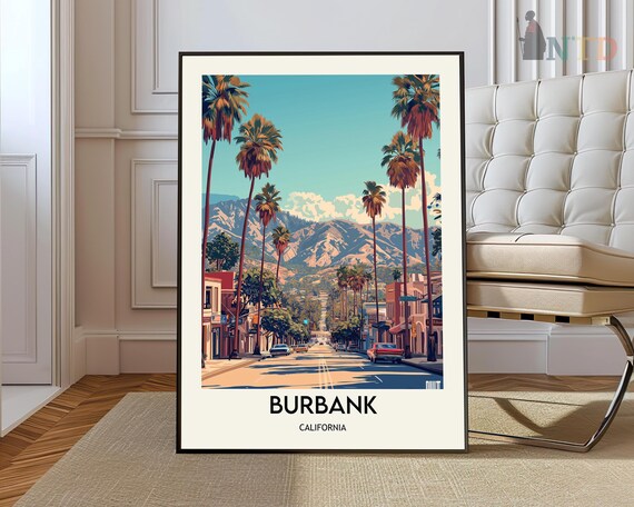 Burbank Print Photo Poster Travel Wall Art Map Photography Usa