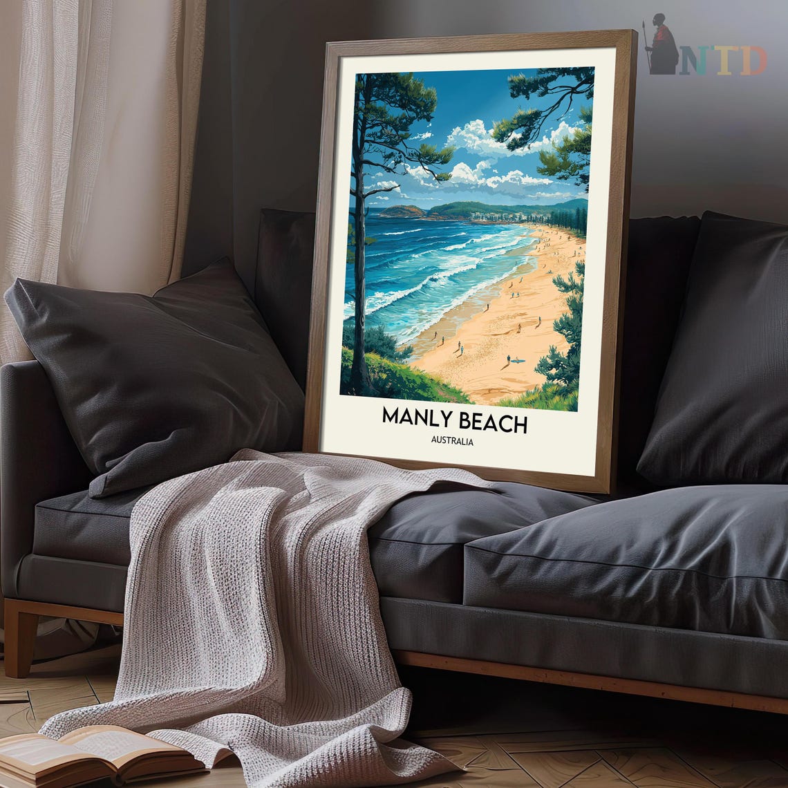 Manly Beach Sunny Daytime View of Golden Sand and Rolling Surf Poster - Image 3