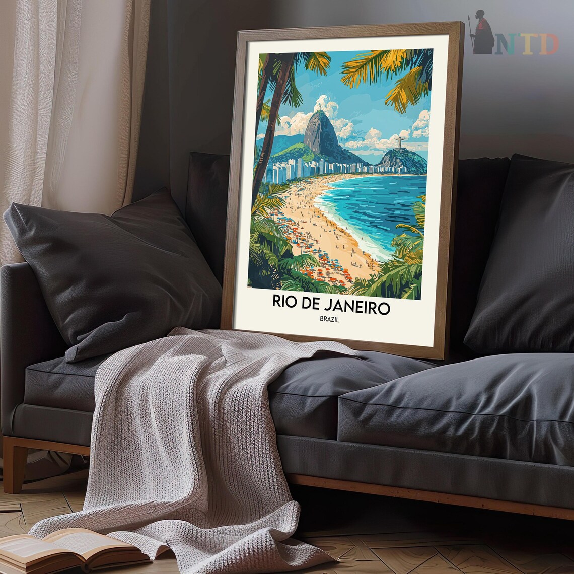Rio de Janeiro Brazil Sugarloaf Mountain Tropical Beach Scene Poster - Image 3