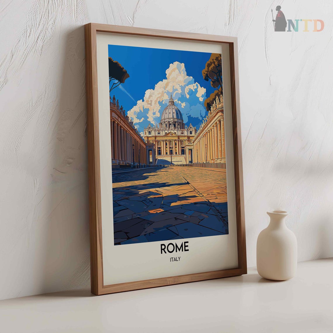 Rome Italy St Peters Basilica Grand Square Daytime Vatican View Poster - Image 2