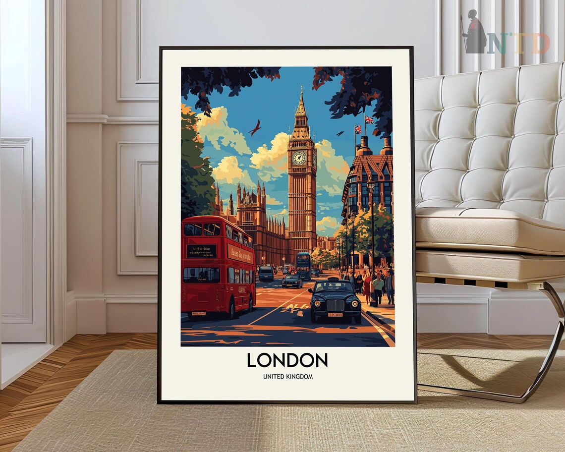 London Travel Poster, Classic City Wall Art Print