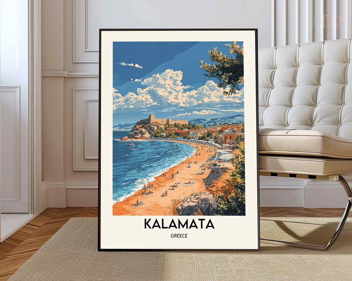 Kalamata Travel Poster, Greece Wall Art Print