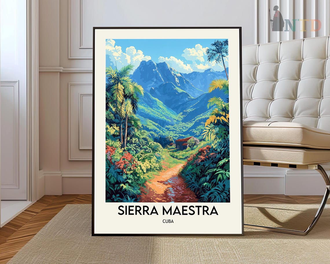 Sierra Maestra Cuba Lush Tropical Mountain Jungle Travel Poster