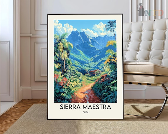 Sierra Maestra Cuba Lush Tropical Mountain Jungle Travel Poster