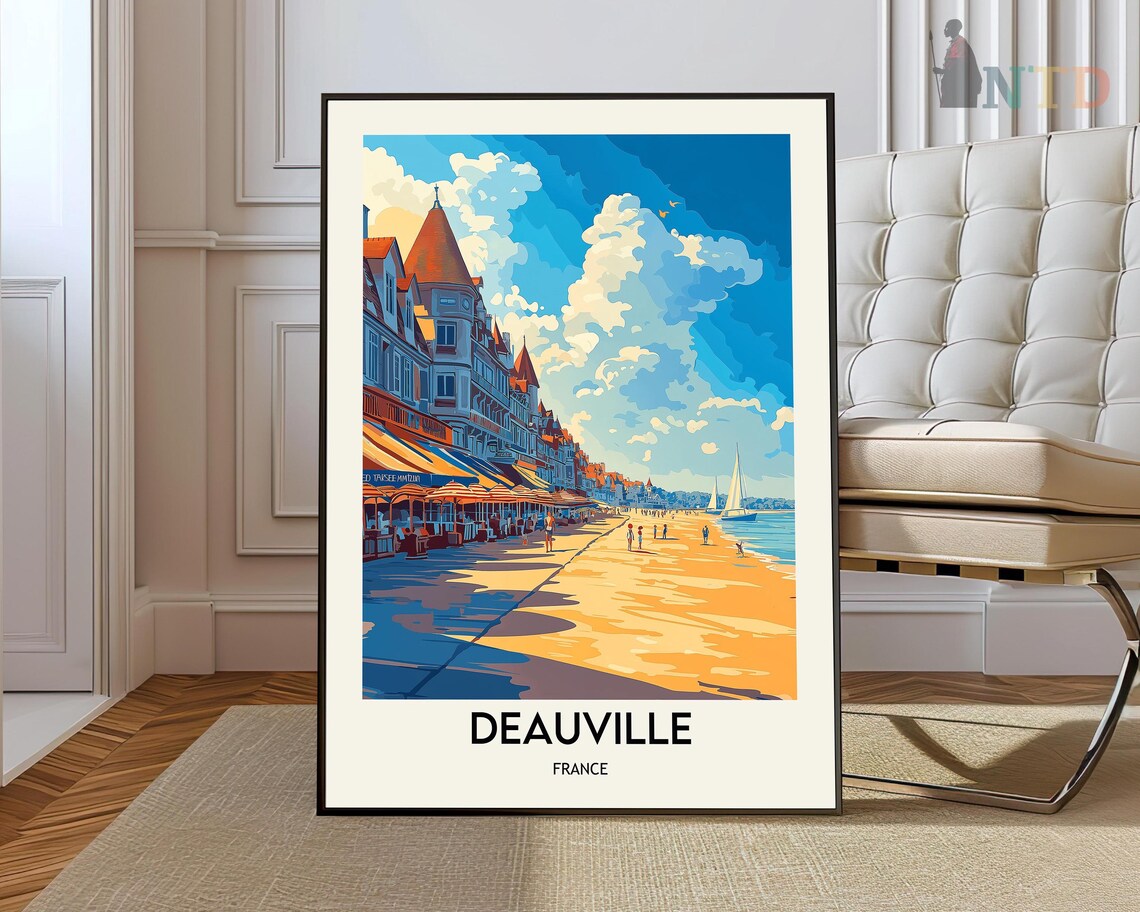 Deauville France Normandy Beach Promenade Vintage Travel Poster