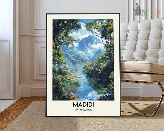 Madidi National Park Bolivia Rainforest Jaguar River Travel Poster