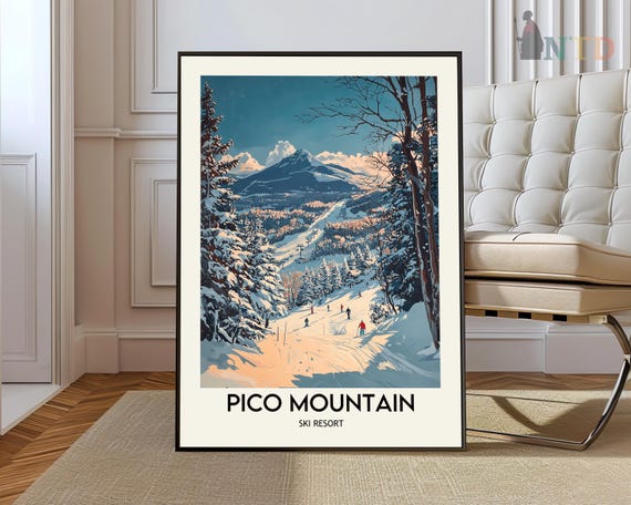 Pico Mountain Ski Resort Poster Wall Art Print Vermont