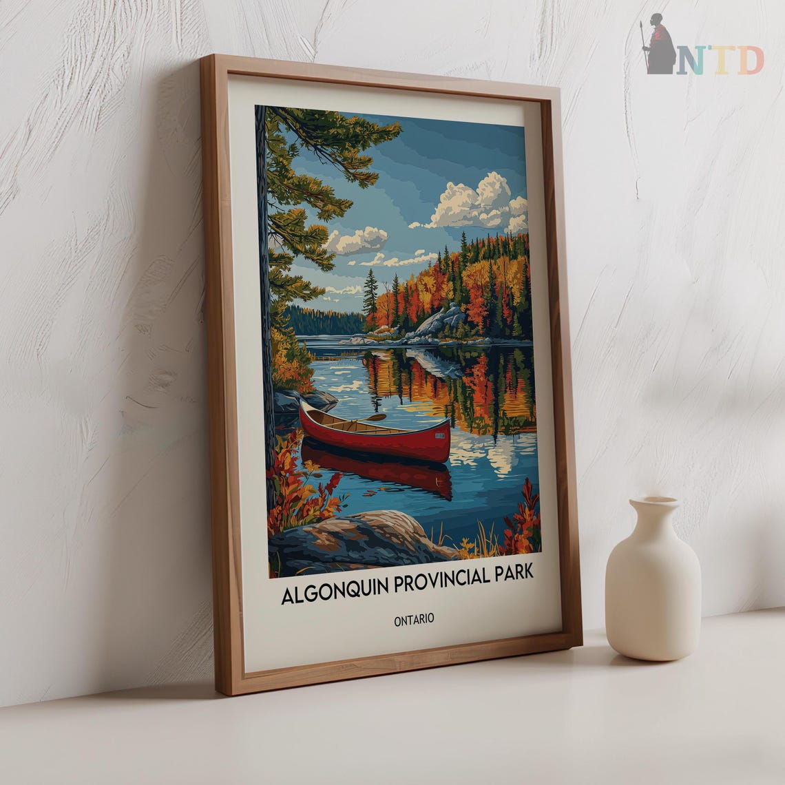 Algonquin Provincial Park Ontario Autumn Canoe Vintage Poster - Image 2