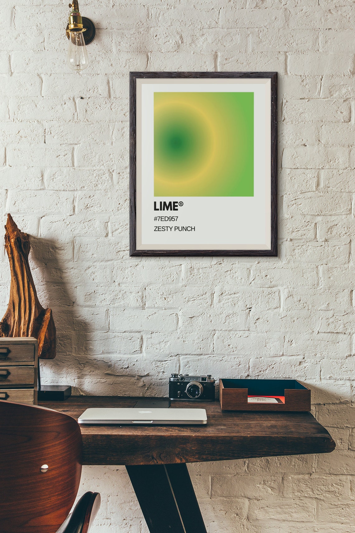 Lime Zesty Punch Gradient Aura Minimalist Green Color Wall Art - Image 3