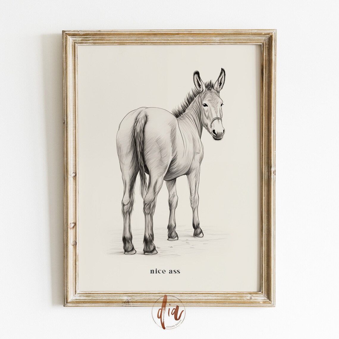 Funny Bathroom Donkey Print, Vintage Toilet Humor