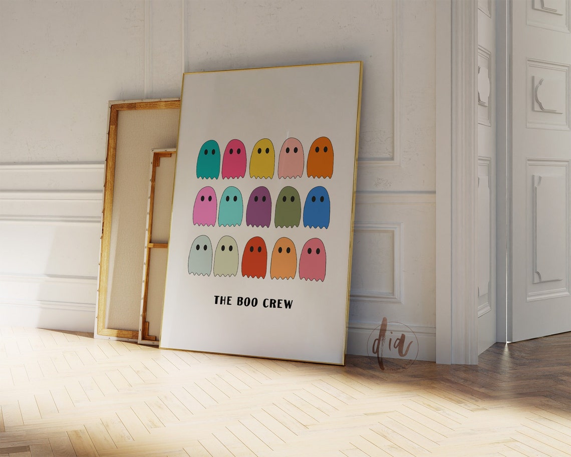 The Boo Crew Colorful Ghost Fun Preppy Halloween Party Poster