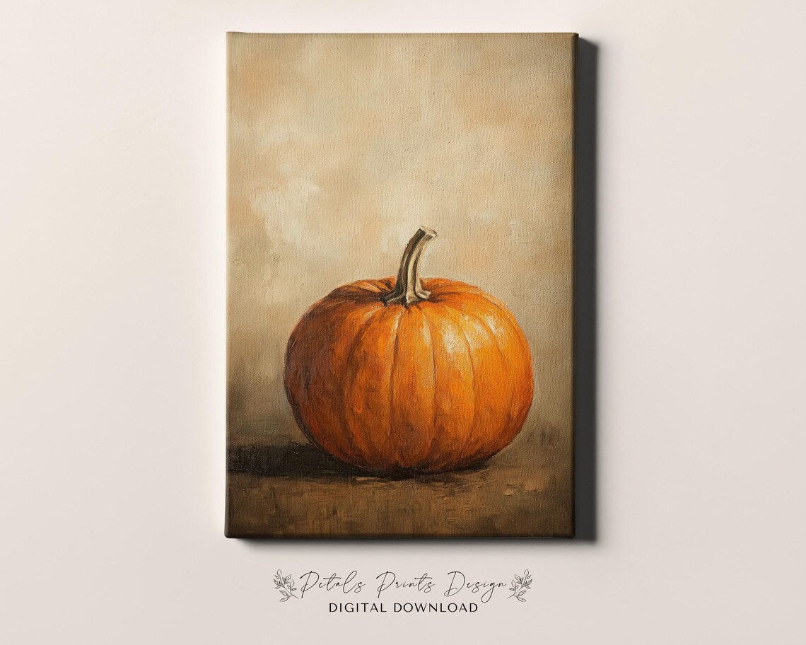 Pumpkin Still Life Painting, Rustic Fall Art Print - Image 4