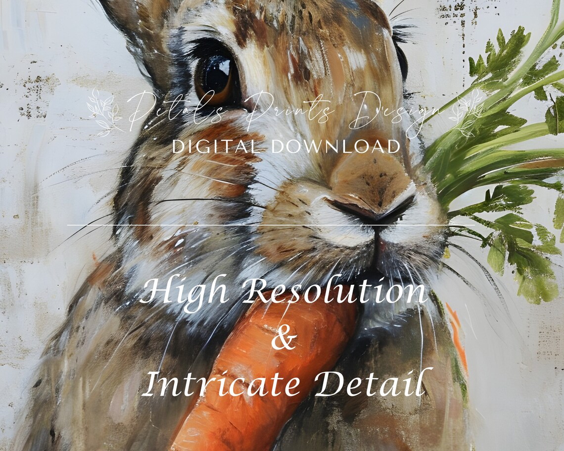 Vintage Spring Rabbit Art Print, Rustic Easter Decor - Image 3