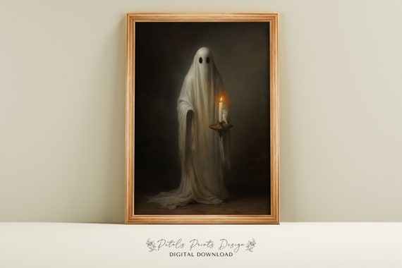 Rustic Halloween Vintage Painting, Holiday Wall Art