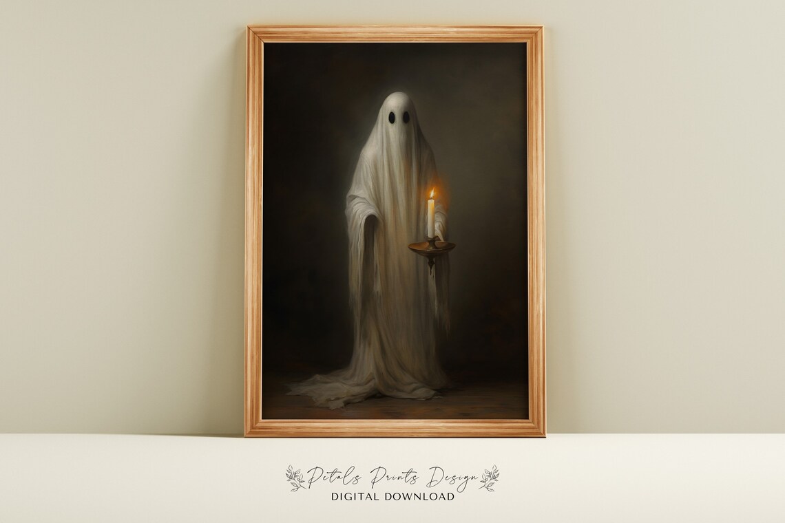 Rustic Halloween Vintage Painting, Holiday Wall Art