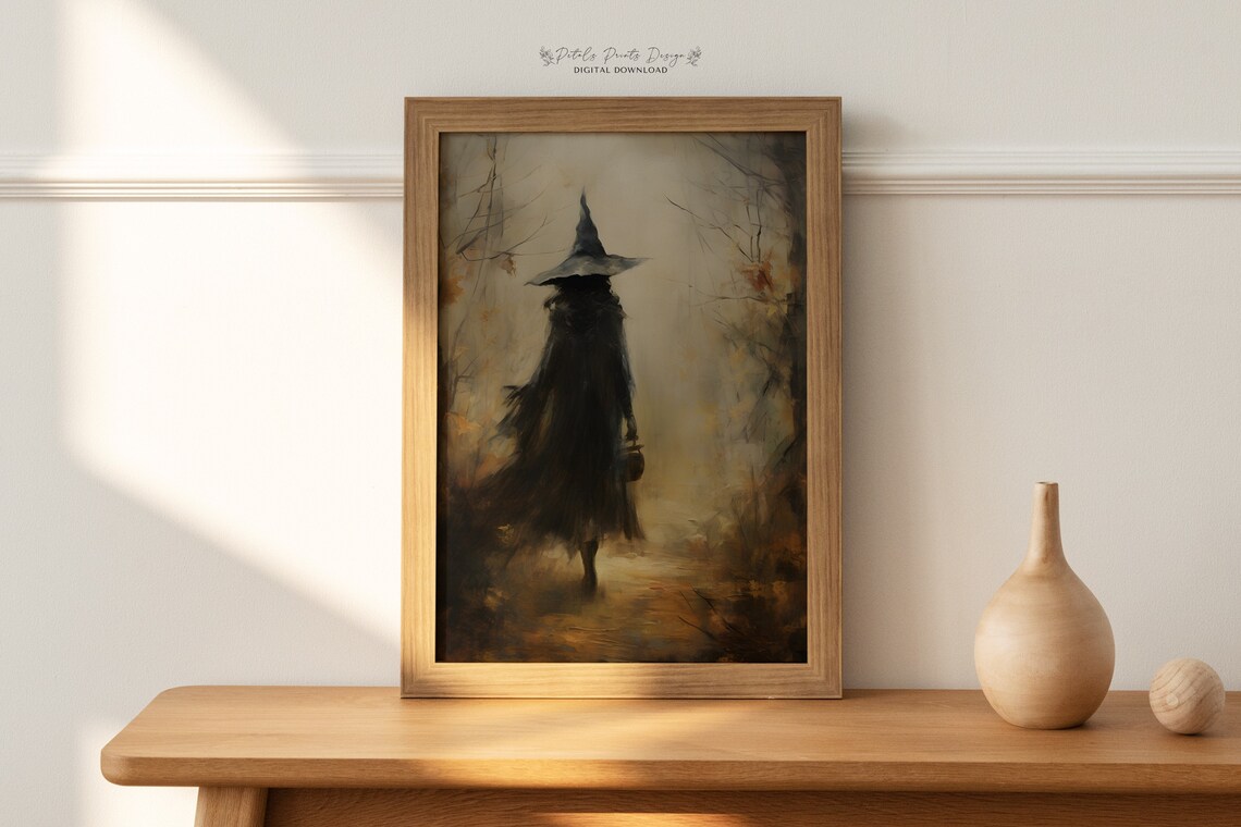 Vintage Witch Halloween Print, Rustic Decor - Image 4
