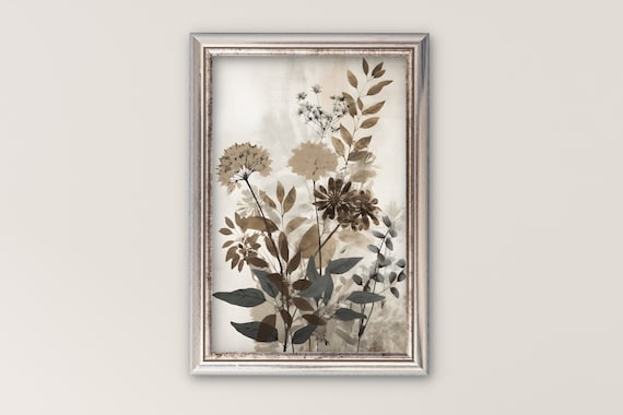 Vintage Sepia Botanical Floral Study Art Poster with Timeless Elegance