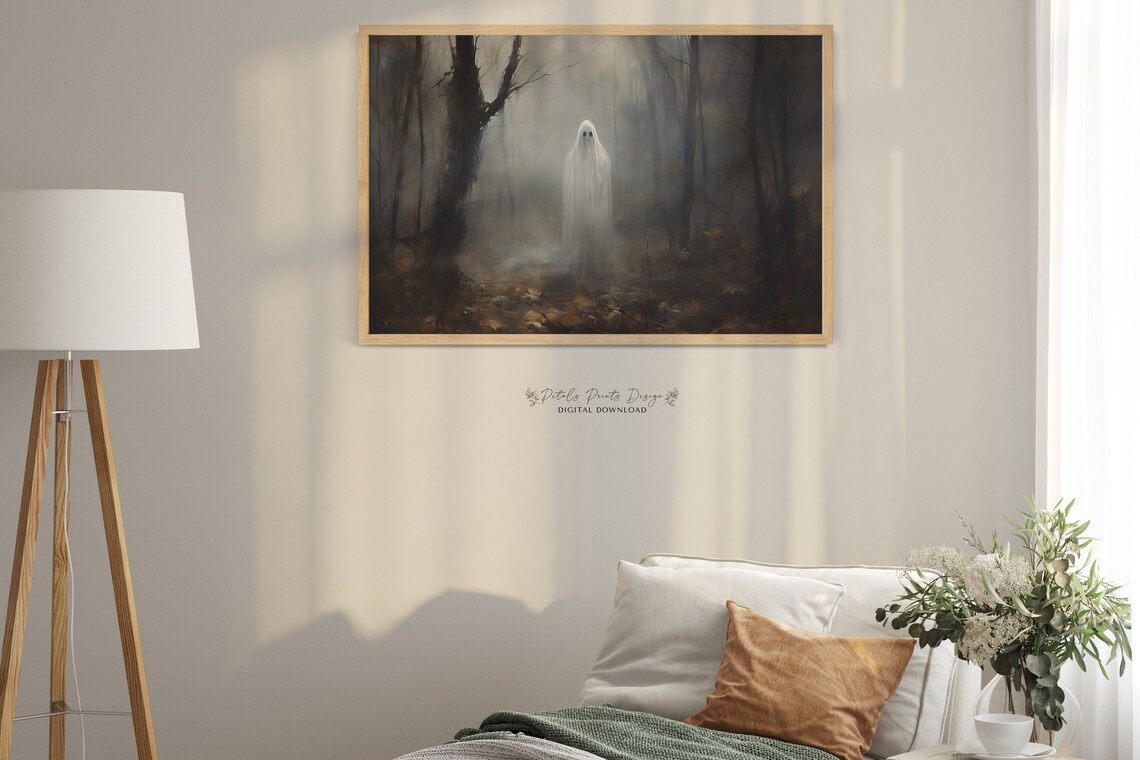Vintage Ghost Halloween Rustic Art Print - Image 2