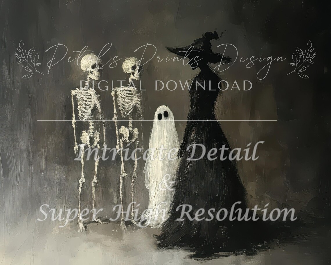Witchy Halloween Decor, Vintage Rustic Art Print - Image 2